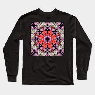 Crystal Hearts and Flowers Valentines Kaleidoscope pattern (Seamless) 34 Long Sleeve T-Shirt